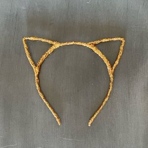 Gold Metallic Tinsel Wrapped Cat Ear Kitten Kitty Halloween Persian Headband